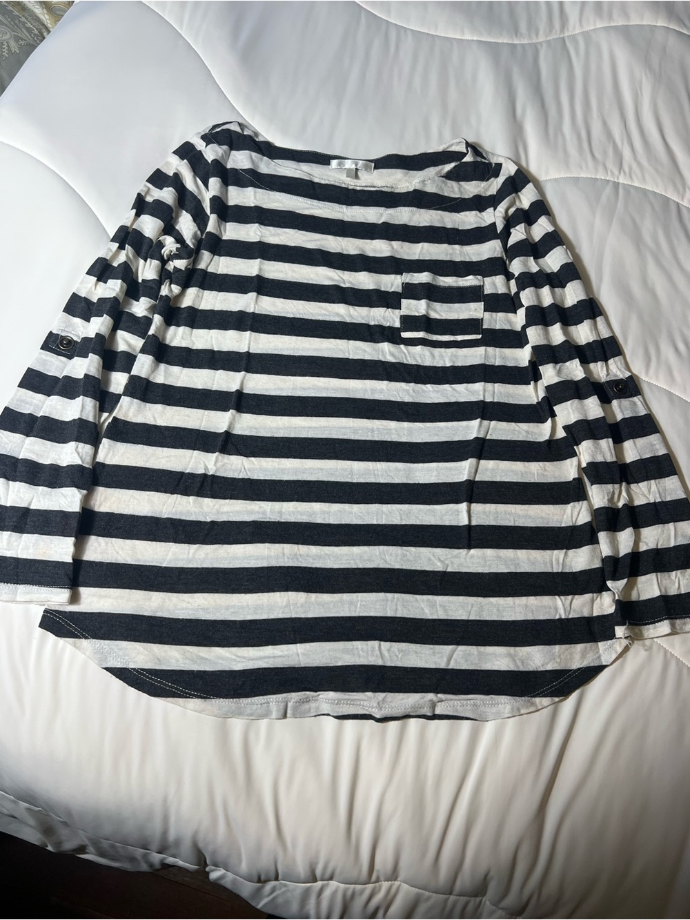 Just Ginger Black & Off-White Striped Boatneck Top